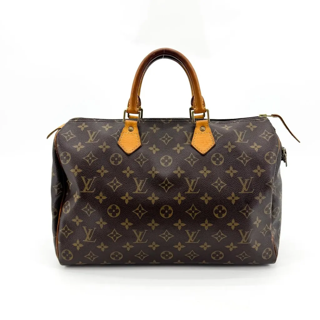 Louis Vuitton Monogram Speedy 35 Brown Canvas Good - Back View