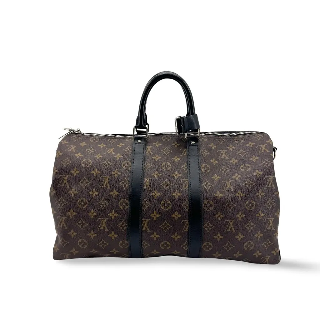 Louis Vuitton Keepall Bandouliere 45 Macassar Monogram Black Canvas Very good - Front View