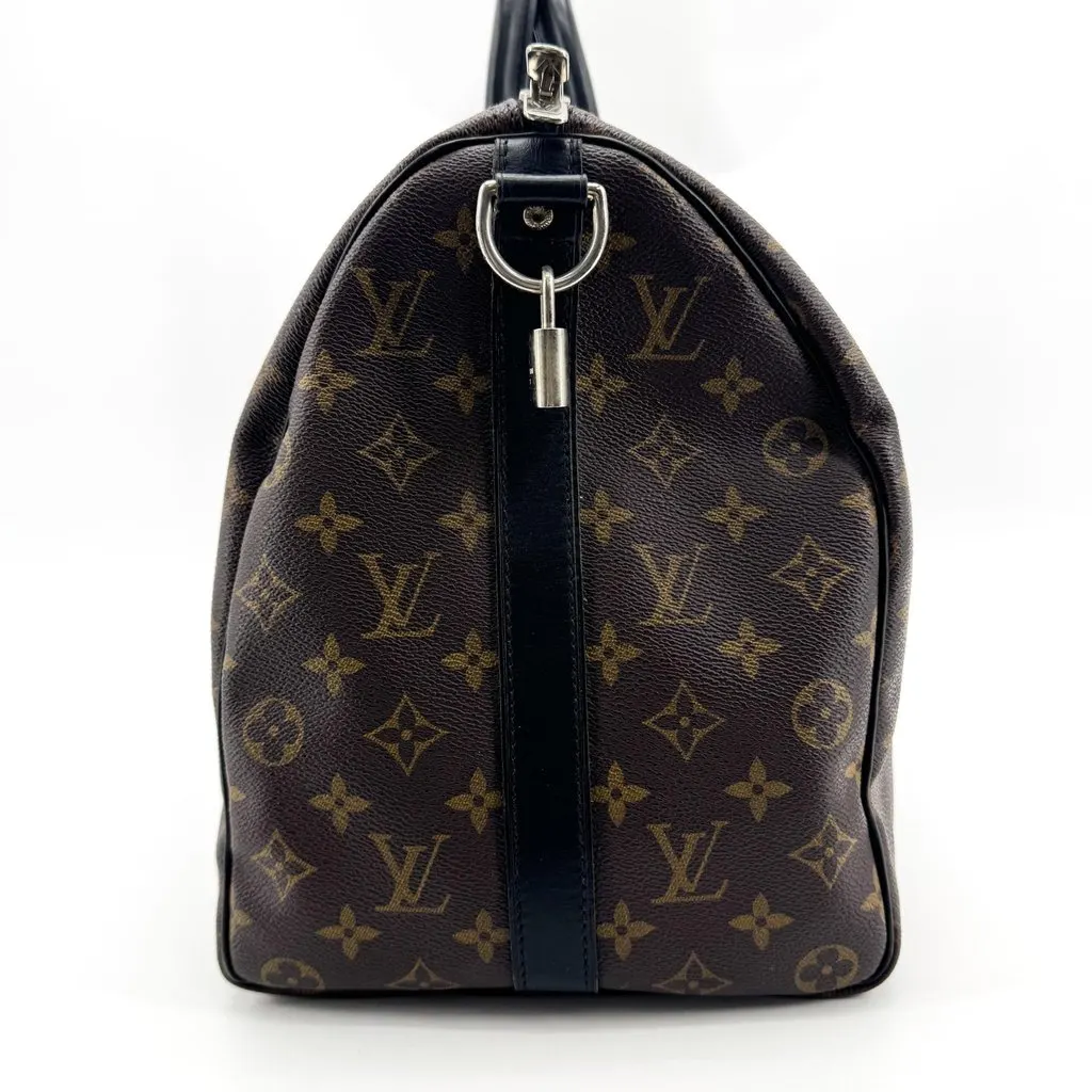 Louis Vuitton Keepall Bandouliere 45 Macassar Monogram Black Canvas Very good - Back View