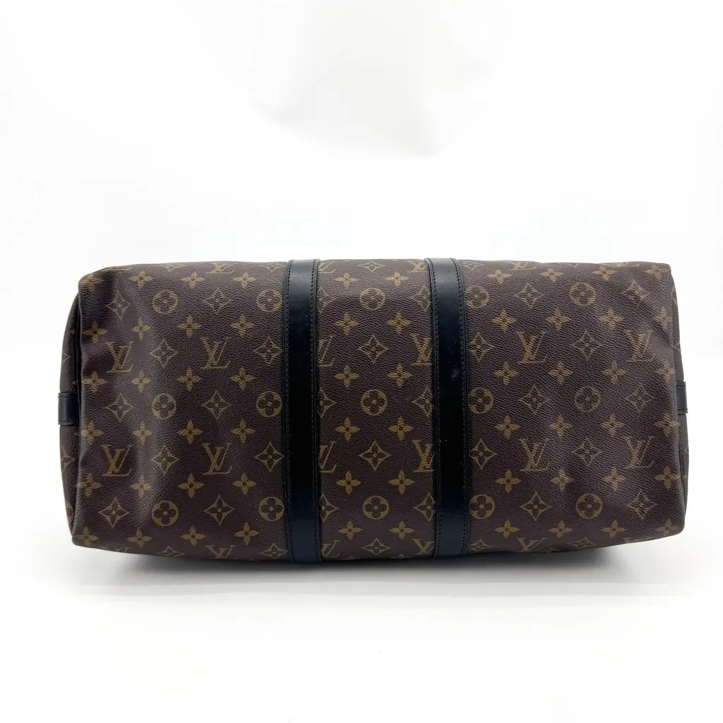 Louis Vuitton Keepall Bandouliere 45 Macassar Monogram Black Canvas Very good - Model View