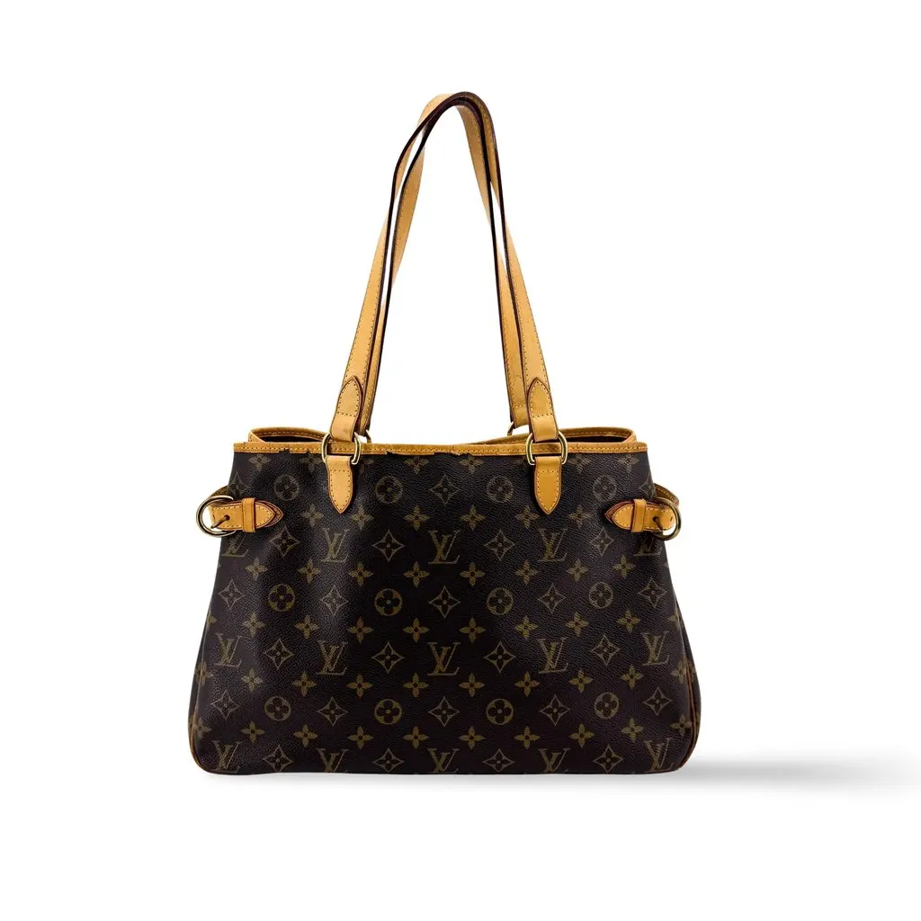 Louis Vuitton Monogram Batignolles Horizontal Shoulder Bag Beige Canvas Fair - Front View