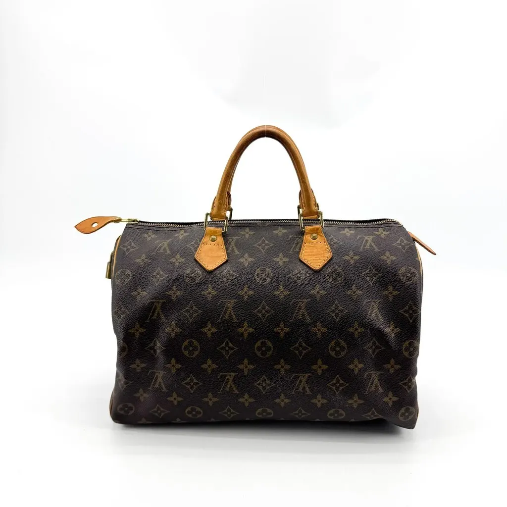 Louis Vuitton Monogram Speedy 35 Beige Canvas Good - Back View