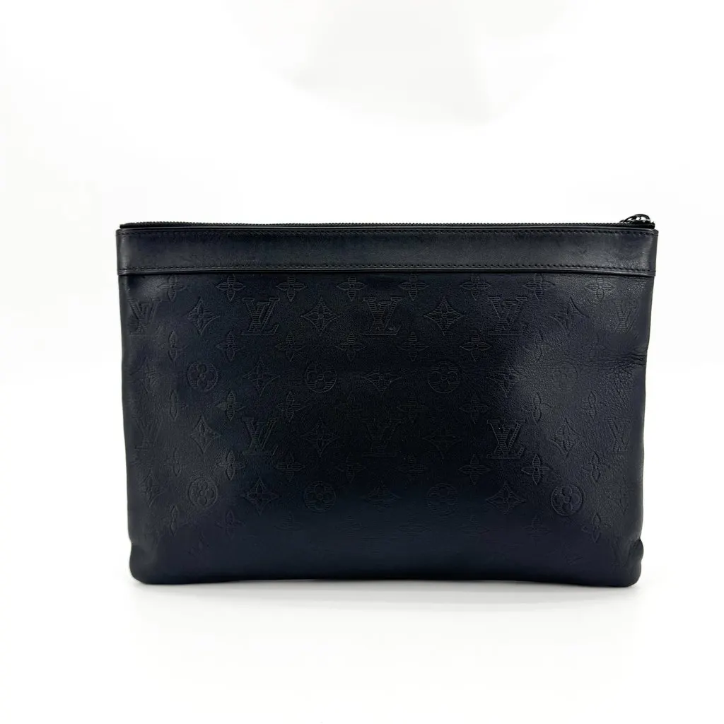 Louis Vuitton Monogram Shadow Pochette Jour GM Black Black Leather Good - Back View