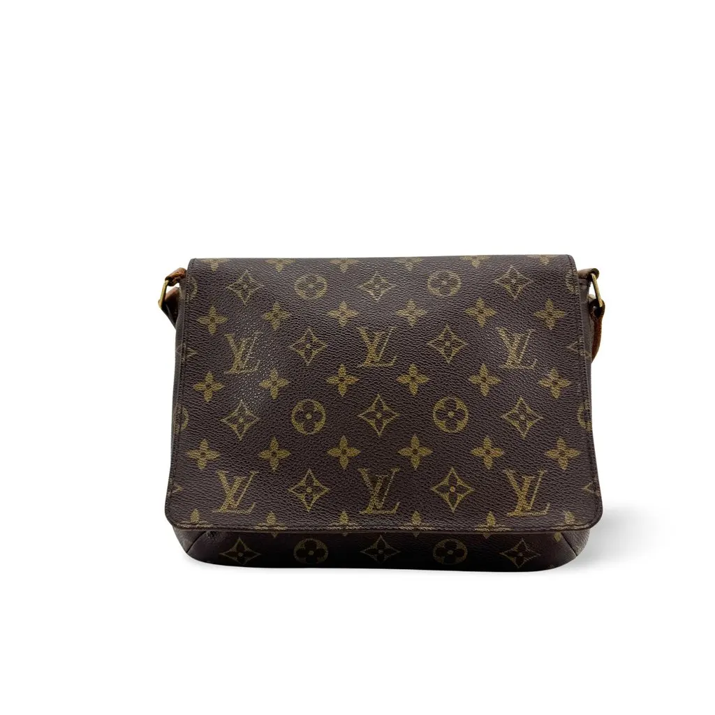 Louis Vuitton Monogram Musette Tango Shoulder Bag Brown Canvas Good - Front View