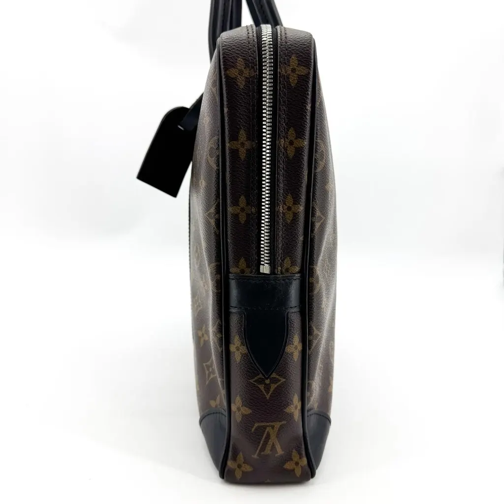 Louis Vuitton Monogram Macassar Porte Documents Voyage PM Black Canvas Good - Inside View