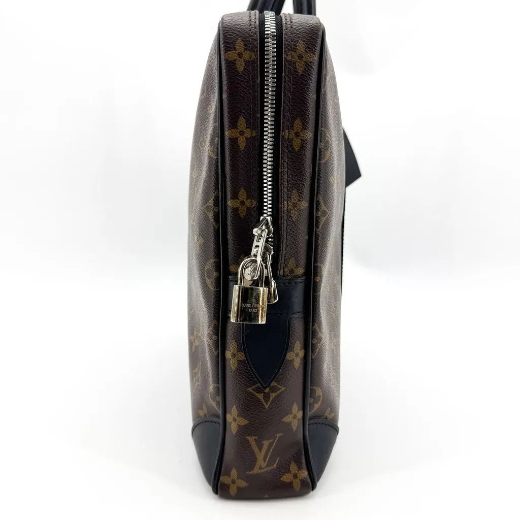 Louis Vuitton Monogram Macassar Porte Documents Voyage PM Black Canvas Good - Model View