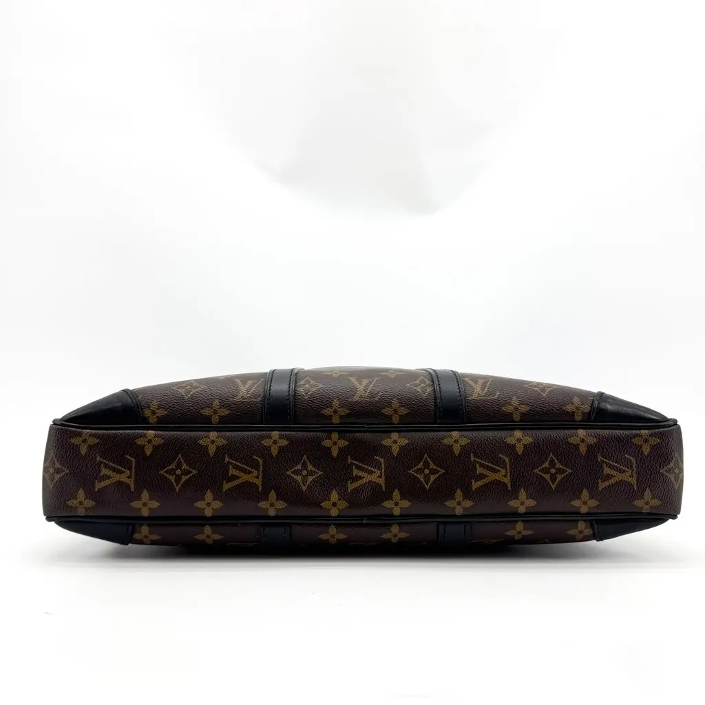 Louis Vuitton Monogram Macassar Porte Documents Voyage PM Black Canvas Good - Box View