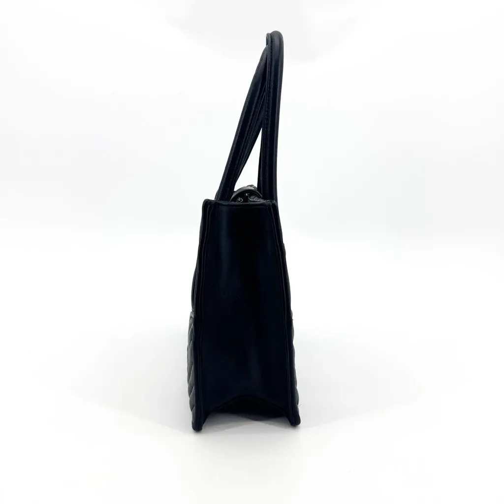 Miu Miu Matelassé Nappa Leather Confidential Tote Bag Black Leather Good - Model View