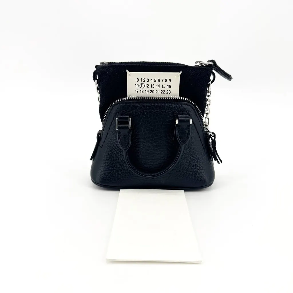 Maison Margiela 5AC Baby Micro Charm Bag Black Black Leather Good - Back View