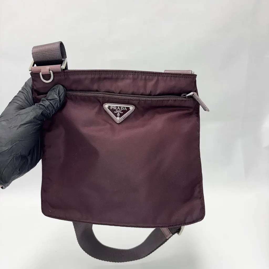 Prada Nylon Pocono Messenger Bag Burgundy Small Burgundy Polyamide Fair - Inside View