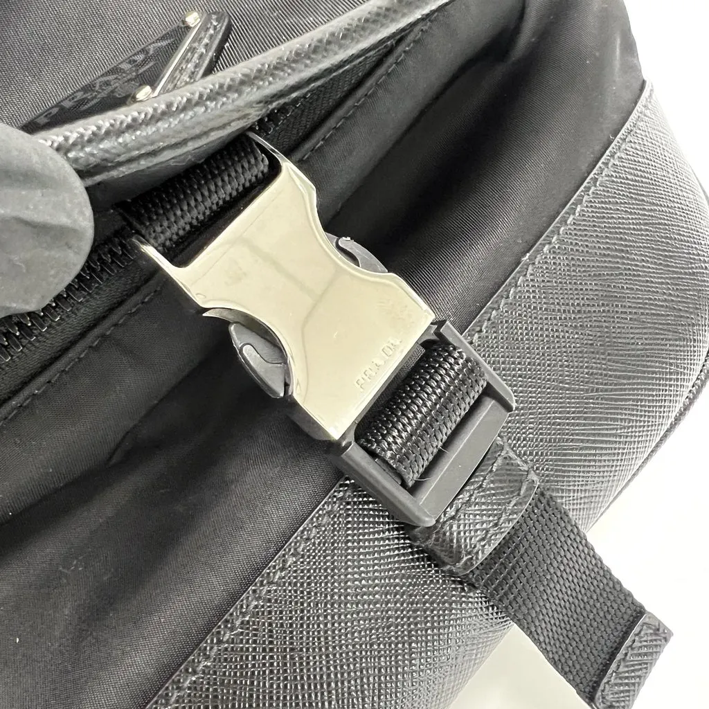 Prada Re-Nylon and Saffiano Leather Slingback (Shoulder Bag) Black Leather Good - Box View