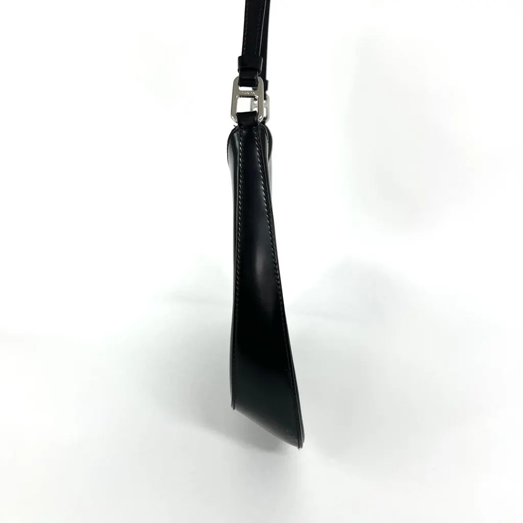 Prada Cleo Brushed Leather Shoulder Bag Black Black Leather Very good - Model View