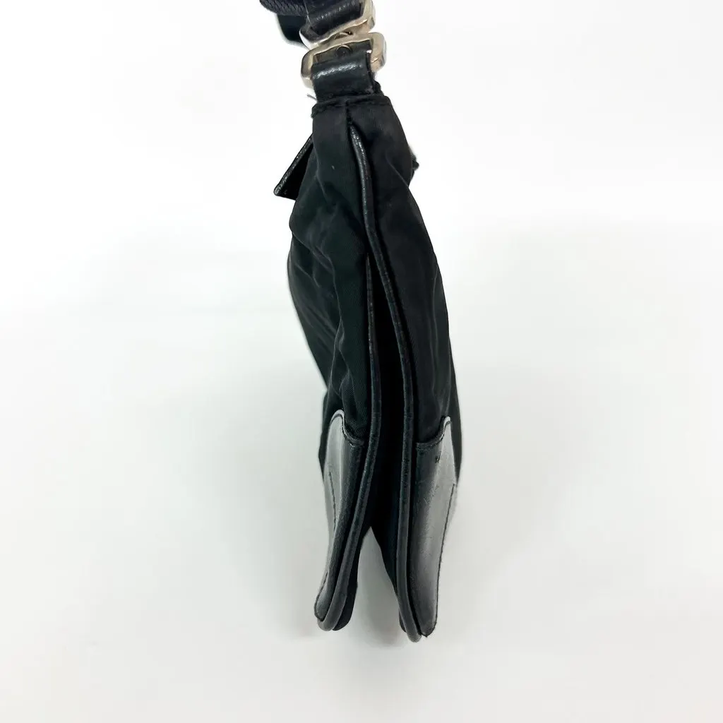 Prada Tessuto Nylon Leather Corner Shoulder Bag Black Black Polyamide Good - Inside View
