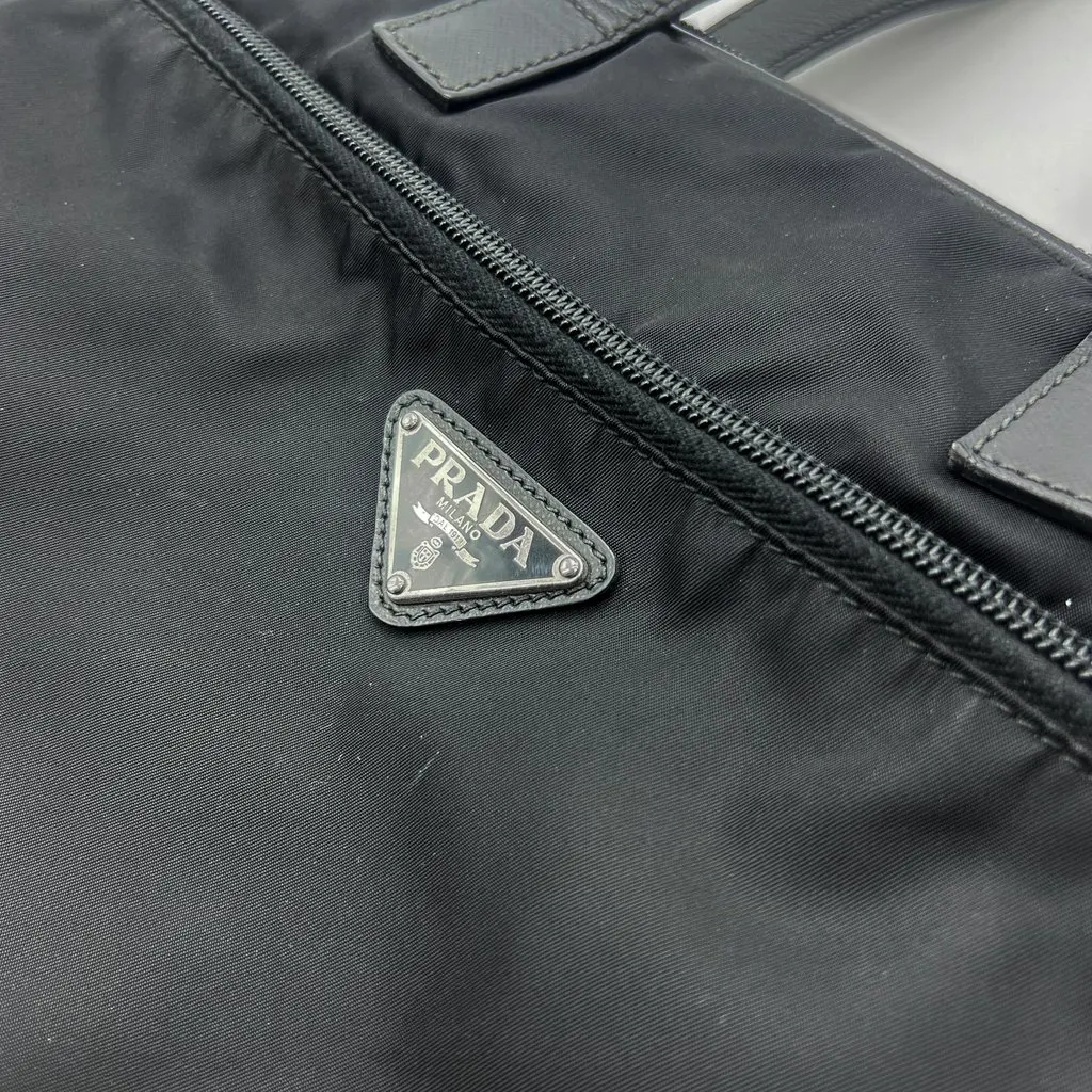 Prada Tessuto Nylon Saffiano Briefcase Black MultiColor Polyamide Good - Box View
