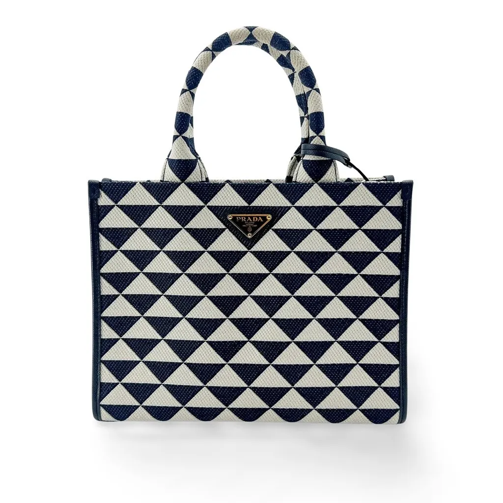 Prada Symbol embroidered fabric tote bag MultiColor Leather Very good - Front View