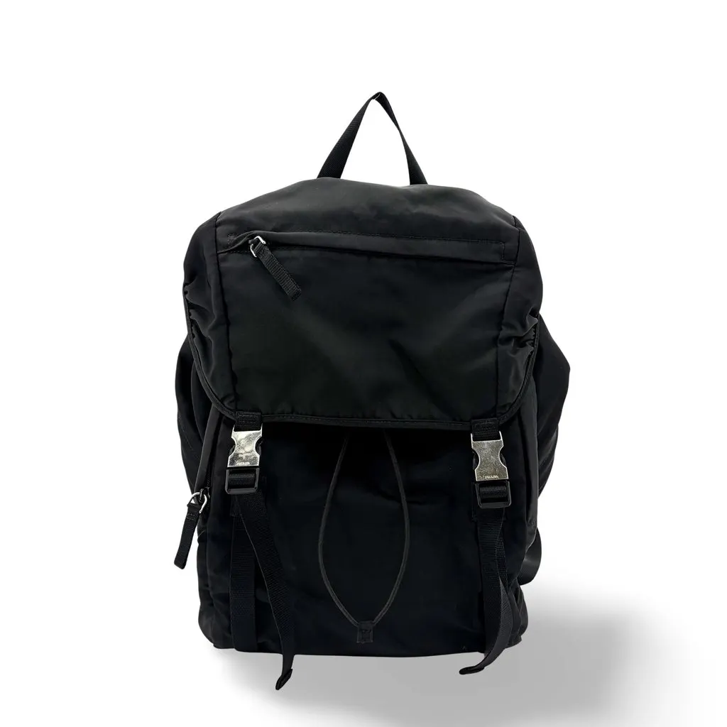 Prada Re-Nylon Backpack Medium Black Black Polyamide Good - Front View