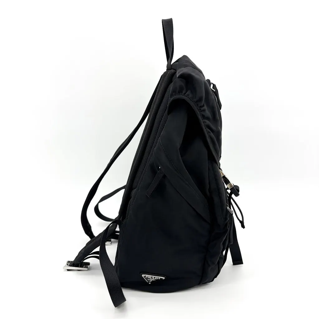 Prada Re-Nylon Backpack Medium Black Black Polyamide Good - Model View