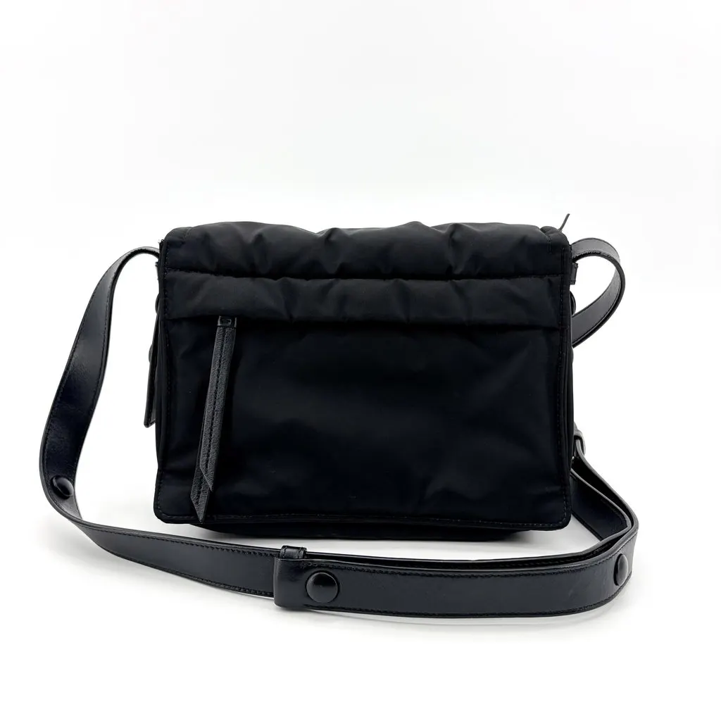Prada Re-Nylon and Saffiano Leather Messenger Bag Black Black Polyamide Good - Inside View