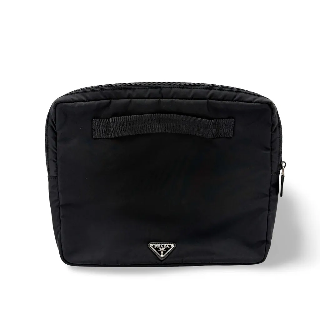 Prada Re-Nylon Travel Pouch Black Black Polyamide Good - Front View