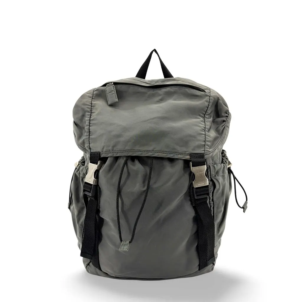 Prada Medium Nylon Backpack Gray MultiColor Polyamide Fair - Front View