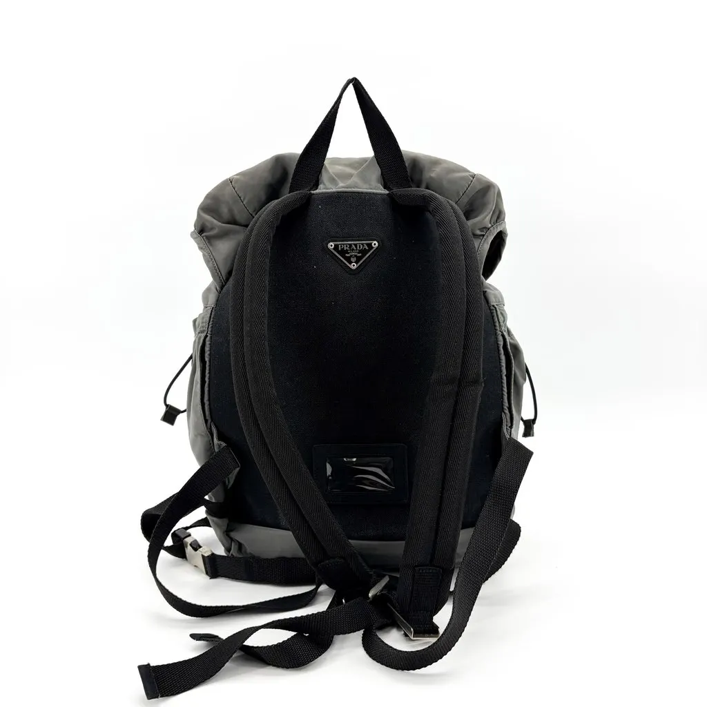 Prada Medium Nylon Backpack Gray MultiColor Polyamide Fair - Back View