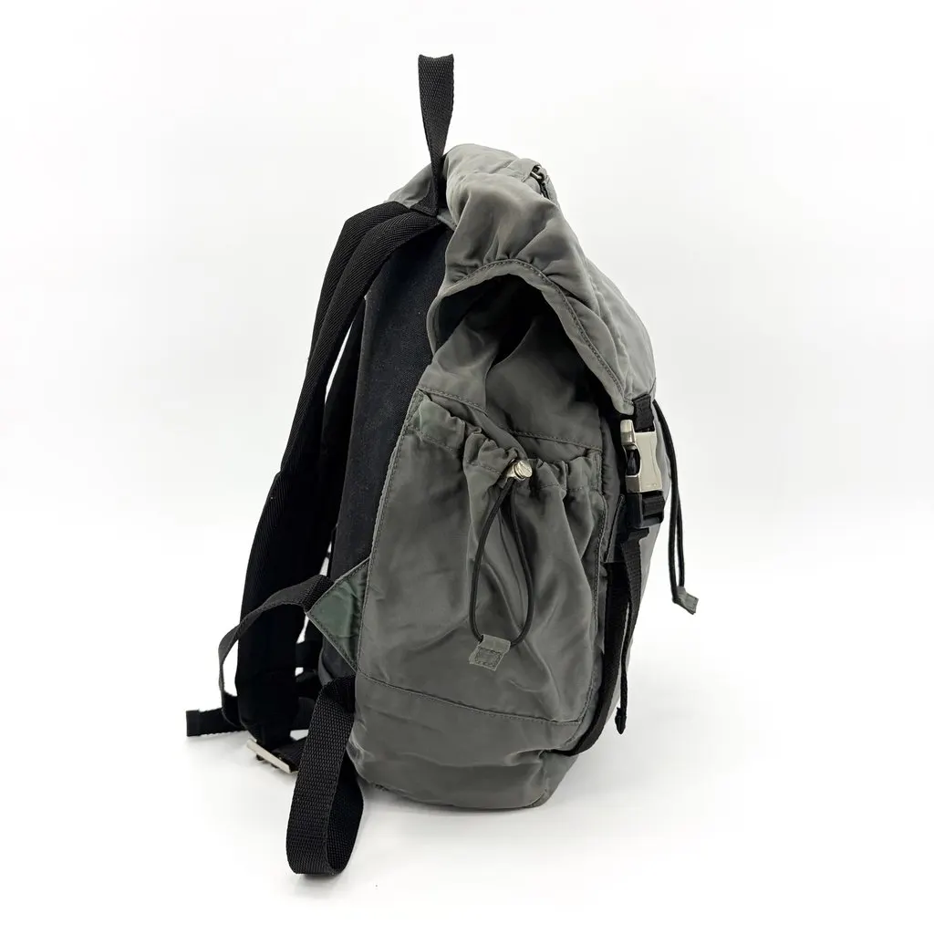 Prada Medium Nylon Backpack Gray MultiColor Polyamide Fair - Model View