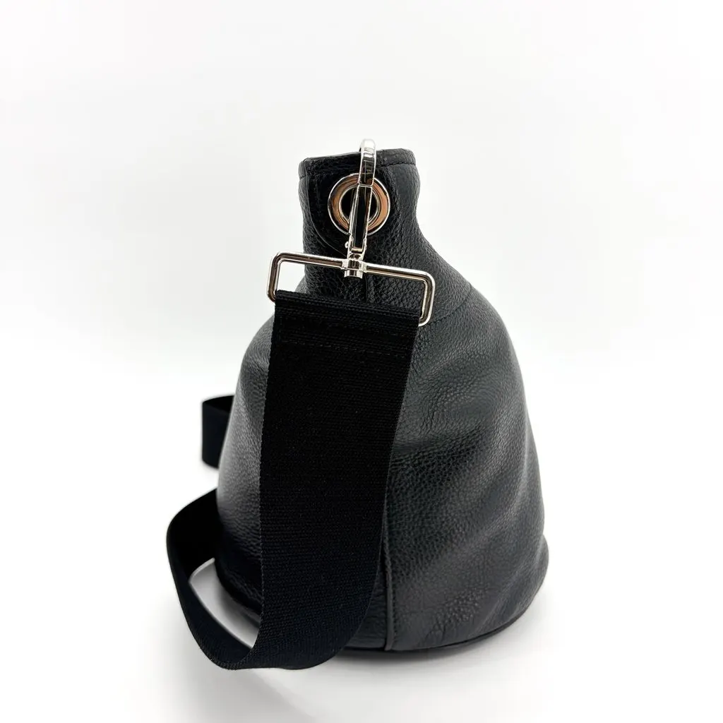 Prada Vitello Dino Leather Bucket Bag Black Silver Hardware Black Leather Good - Box View