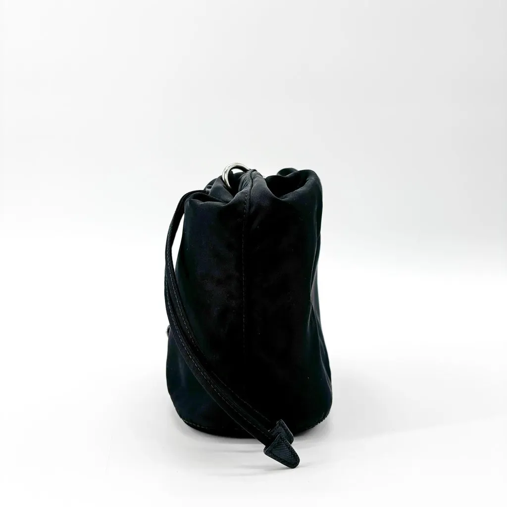 Prada Re-Nylon Bucket Pouch Black Black Polyamide Good - Model View
