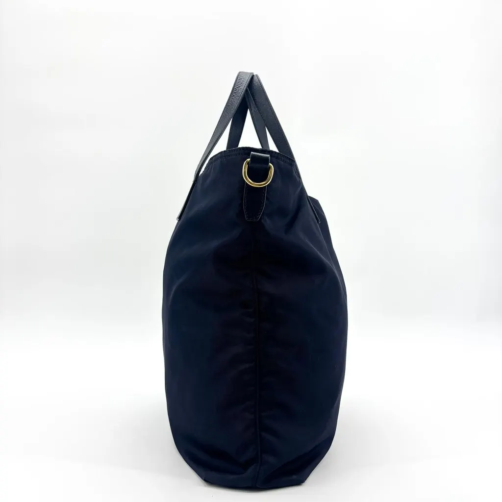 Prada Tessuto Saffiano Tote Bag Navy Navy Polyamide Good - Model View