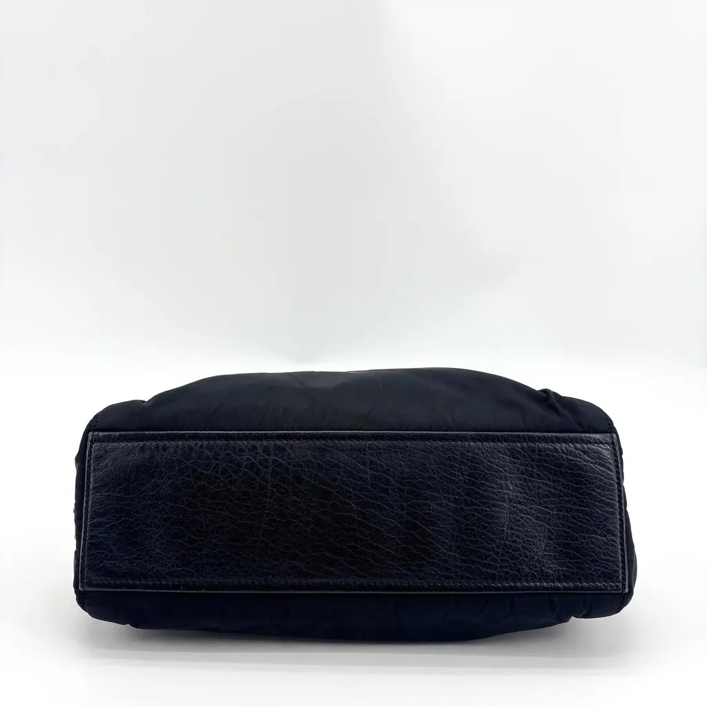 Prada Tessuto Nylon Leather Flap Shoulder Bag Black Black Polyamide Good - Box View