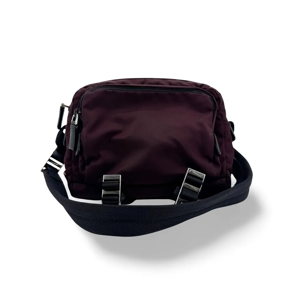 Prada Tessuto Nylon Belt Bag Burgundy Burgundy Polyamide Good - Front View
