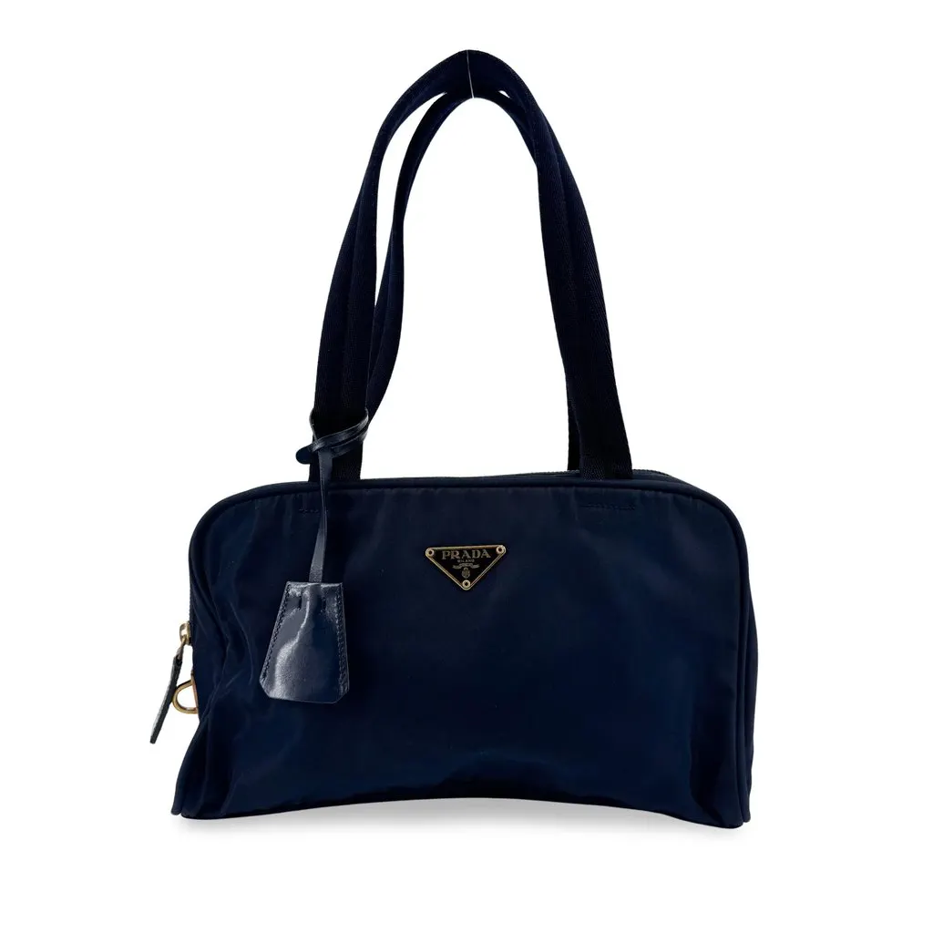 Prada Tessuto Nylon Shoulder Bag Navy Navy Polyamide Fair - Front View