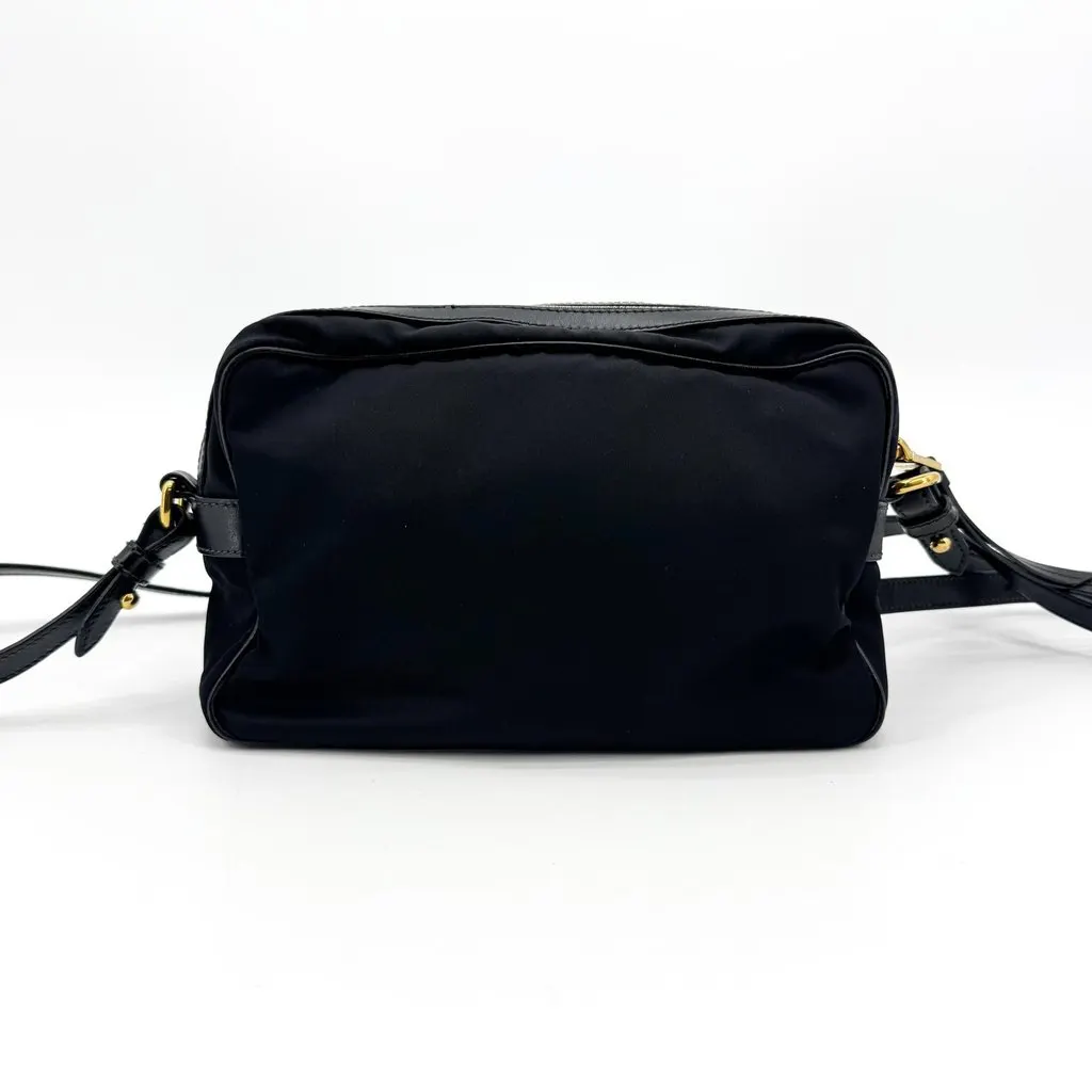 Prada Tessuto Nylon Camera Shoulder Bag Black Gold Black Polyamide Good - Inside View