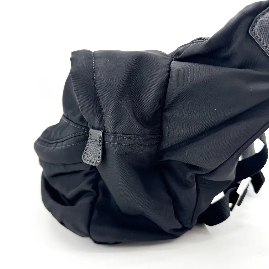 Prada Re-Nylon Belt Bag Black Black Polyamide Good - Model View