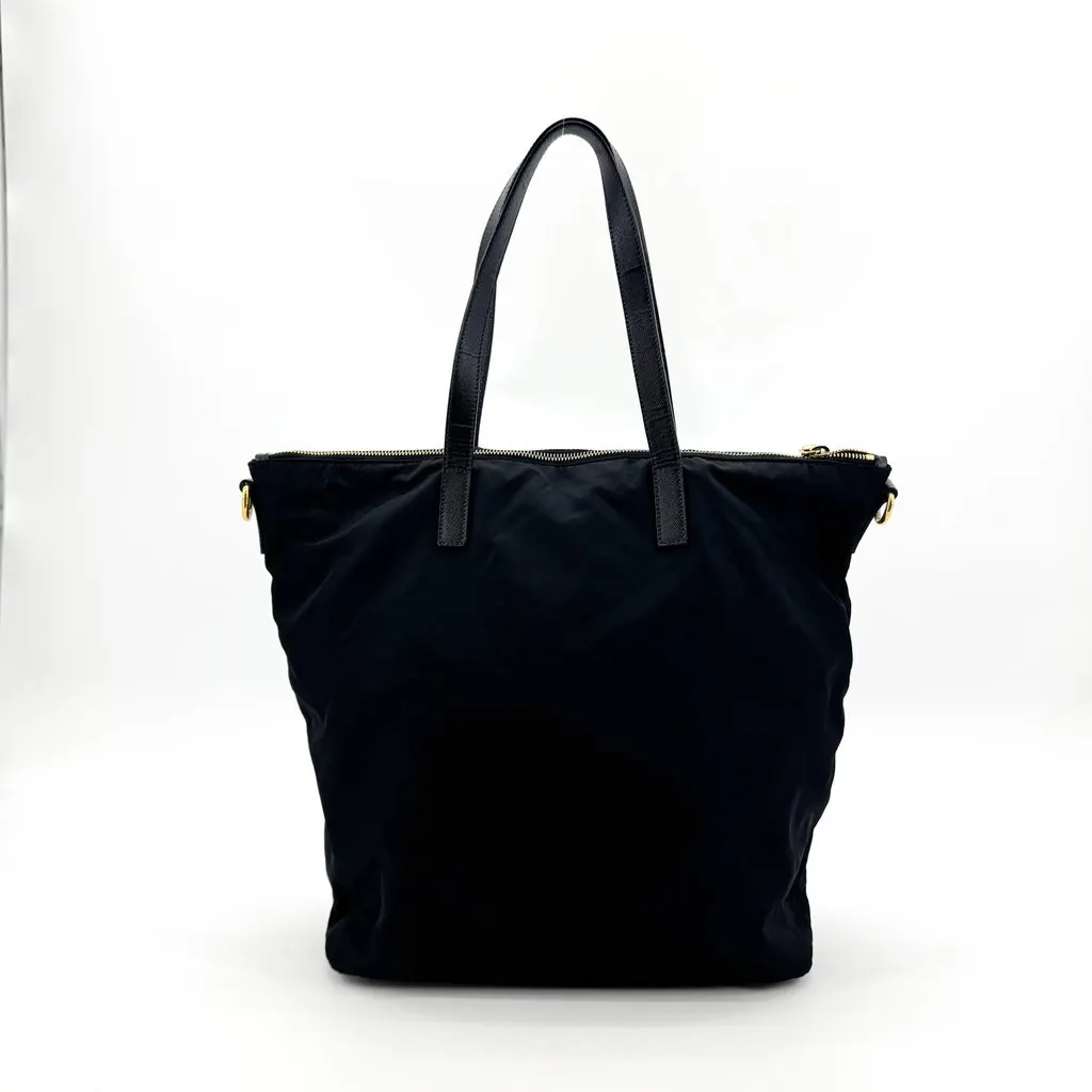 Prada Re-Nylon and Saffiano Leather Tote Bag Black Gold Black Polyamide Very good - Inside View