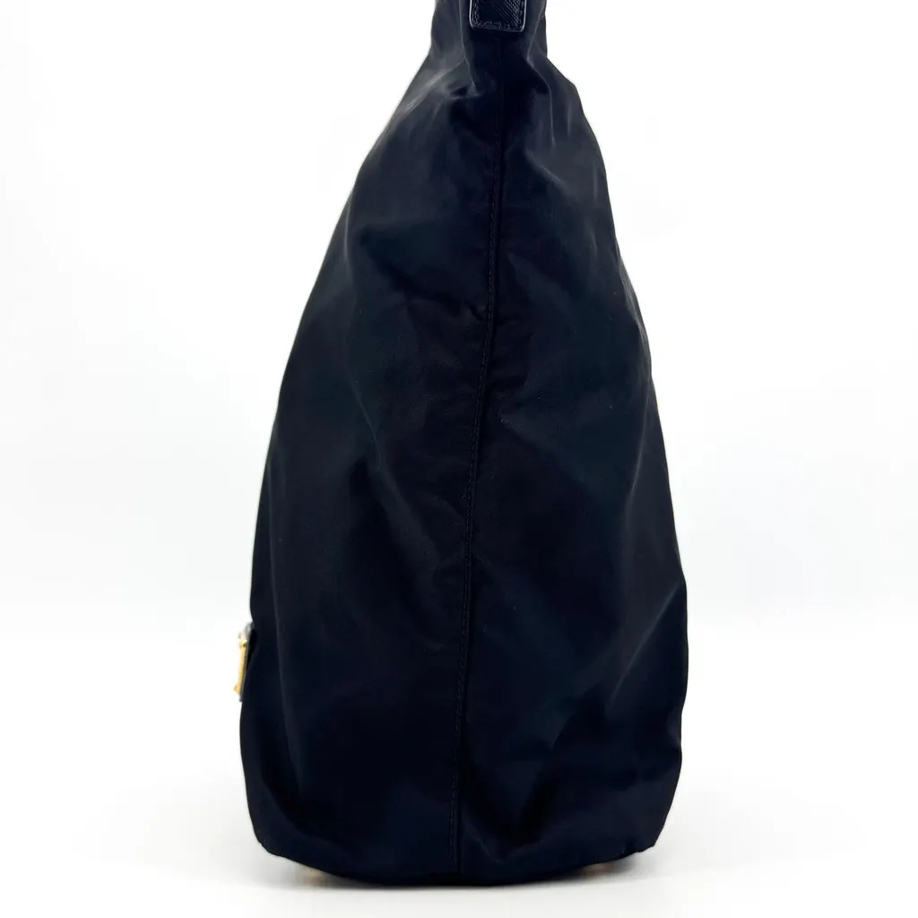 Prada Re-Nylon and Saffiano Leather Tote Bag Black Gold Black Polyamide Very good - Model View