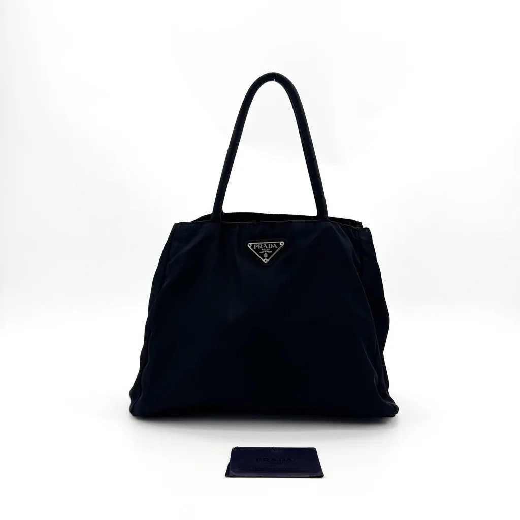 Prada Tessuto Nylon Shoulder Bag Black Black Polyamide Fair - Back View