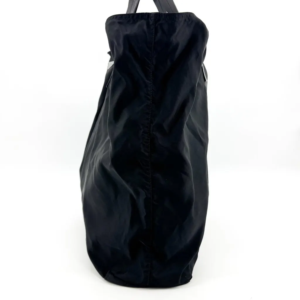 Prada Re-Nylon Leather Handle Tote Bag Black Black Polyamide Good - Inside View
