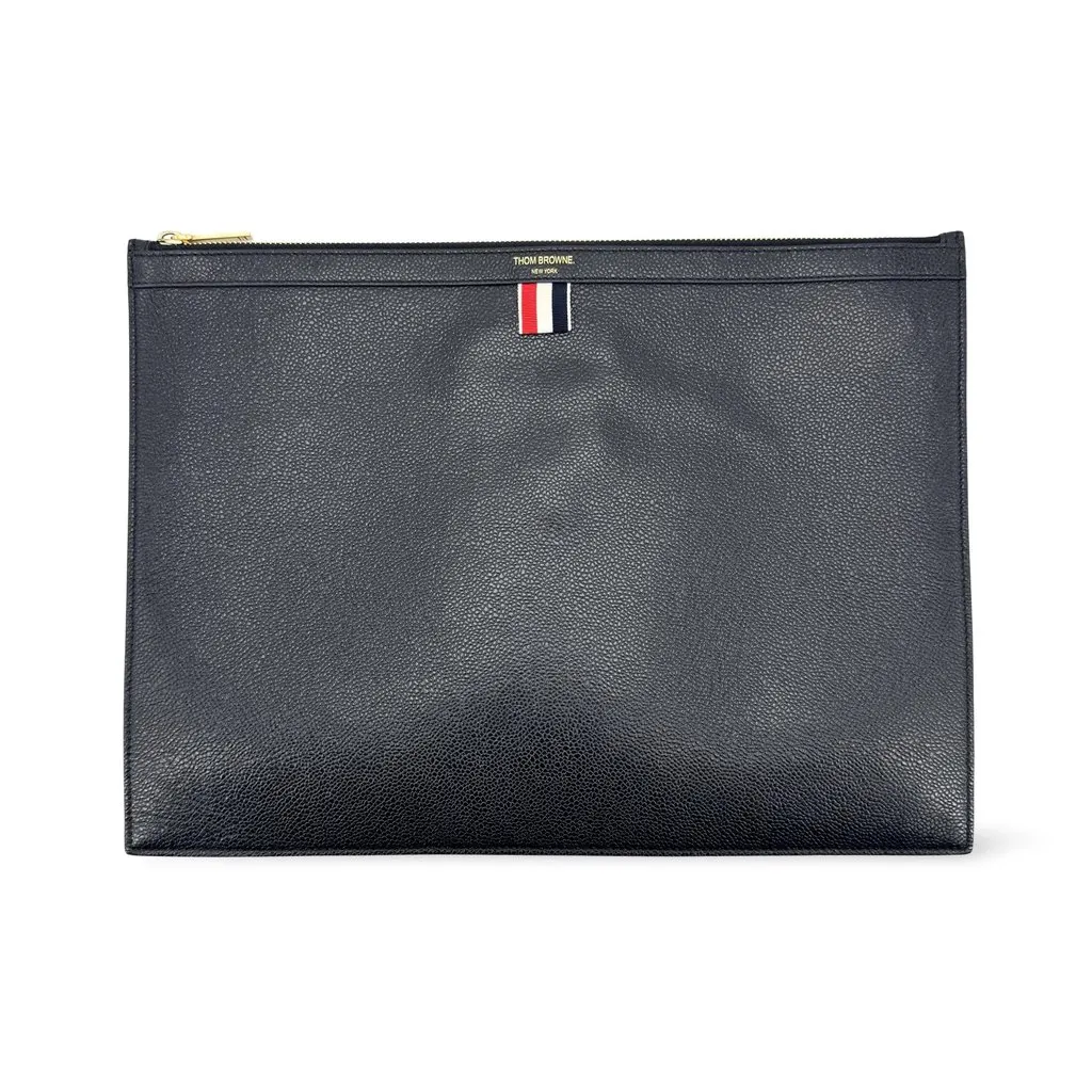 Thom Browne Pebble Grain Leather Document Holder Large Navy Navy Leather Very good - Front View