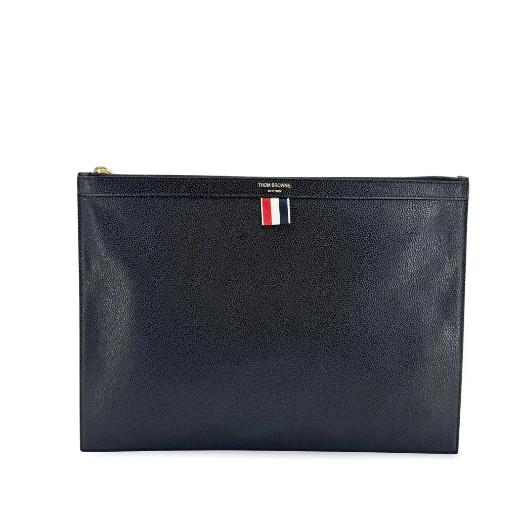 Thom Browne Pebble Grain Medium Document Holder Navy Navy Leather Very good - Front View