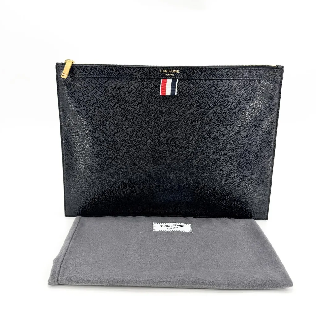Thom Browne Pebble Grain Medium Document Holder Navy Navy Leather Very good - Back View