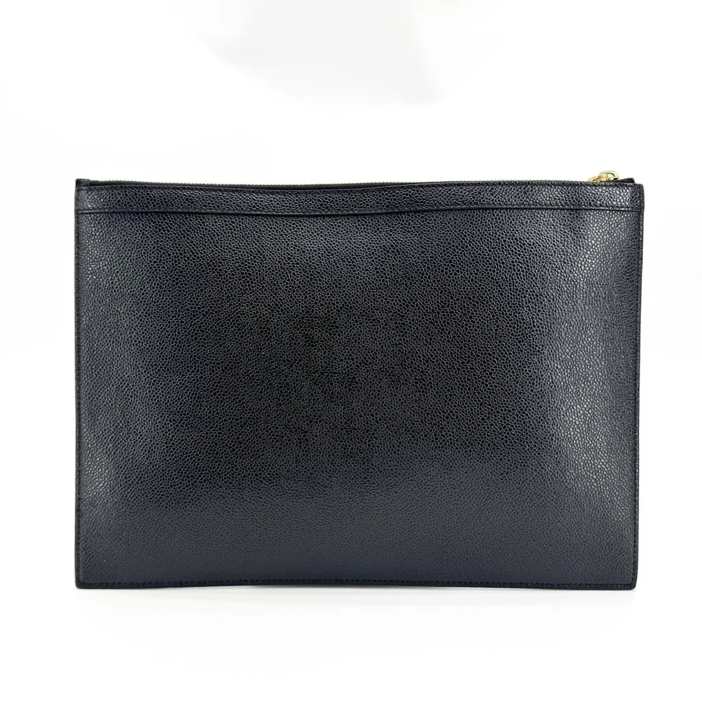 Thom Browne Pebbled Leather Medium Document Holder Black Gold Hardware Black Leather Good - Inside View
