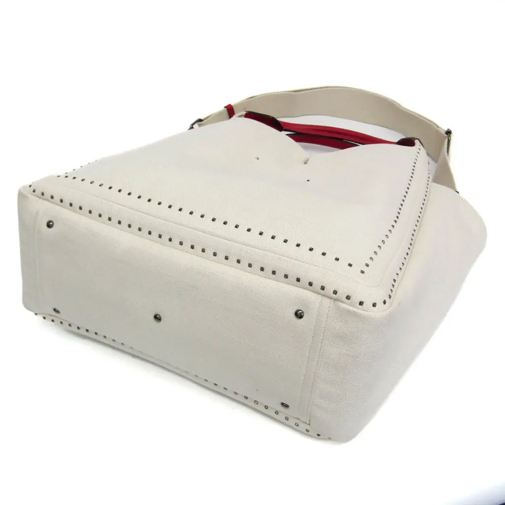 Valentino Garavani Atelier Leather Canvas Shoulder Tote Bag Red White Red Leather Good - Inside View