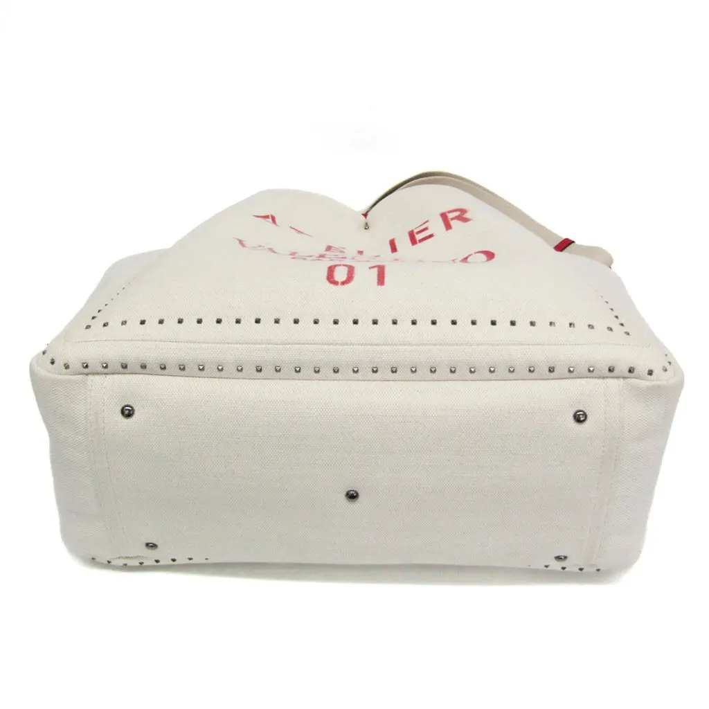Valentino Garavani Atelier Leather Canvas Shoulder Tote Bag Red White Red Leather Good - Box View