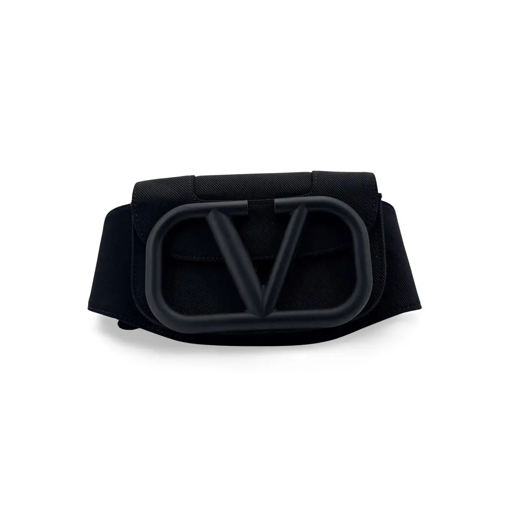 Valentino Garavani VLogo Signature Canvas Belt Bag Black Black Canvas Very good - Front View