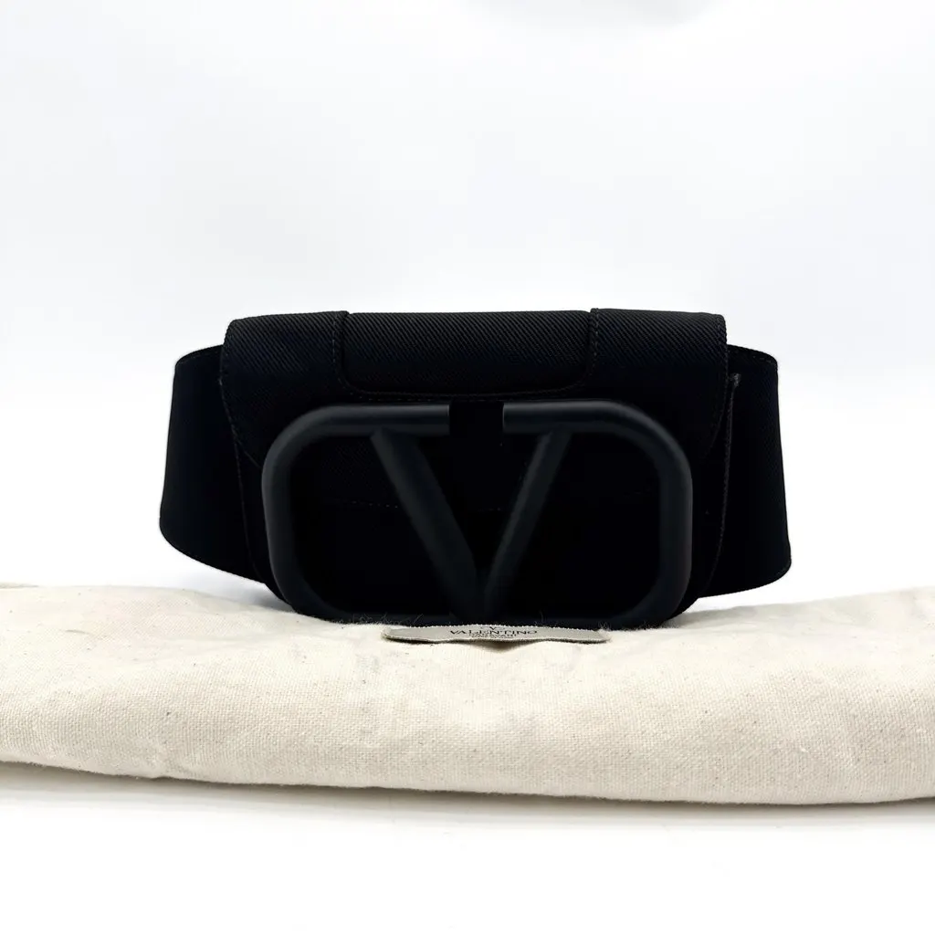 Valentino Garavani VLogo Signature Canvas Belt Bag Black Black Canvas Very good - Back View