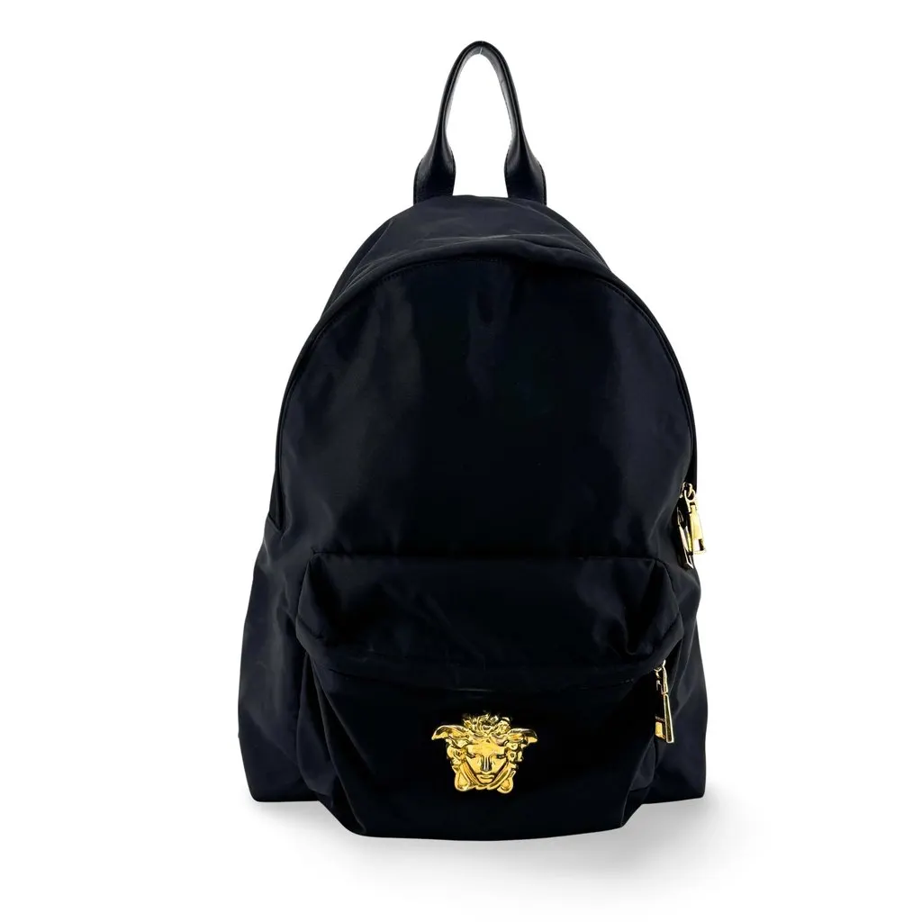 Versace La Medusa Nylon Backpack Black Black Polyamide Fair - Front View