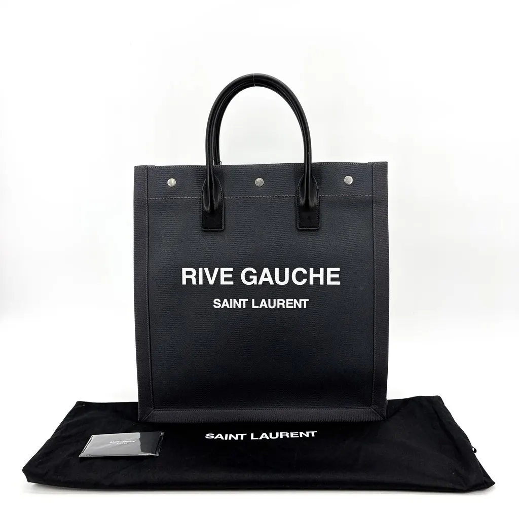Saint Laurent Rive Gauche North/South Tote Bag Black Canvas Black Canvas Very good - Back View