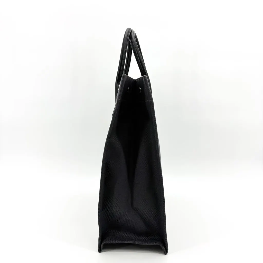 Saint Laurent Rive Gauche North/South Tote Bag Black Canvas Black Canvas Very good - Model View