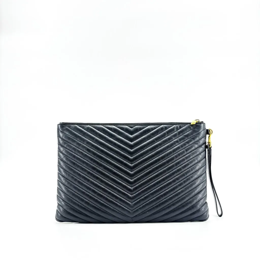 Saint Laurent Monogram Matelasse Tablet Pouch Black Gold Hardware Black Leather Very good - Inside View